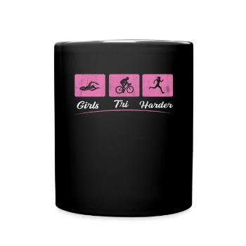 Girls Tri Harder Funny Triathlon - Tasse einfarbig - Schwarz - Vorne