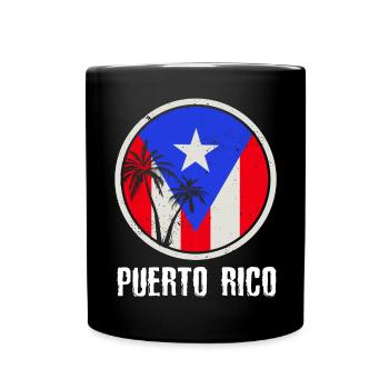 Patriotische Vintage Puerto Rico Flagge Ricaner - Tasse einfarbig - Schwarz - Vorne
