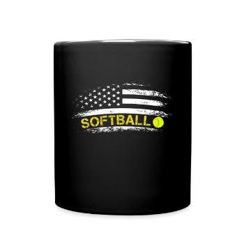 Patriotische Softballteam American Flag - Tasse einfarbig - Schwarz - Vorne