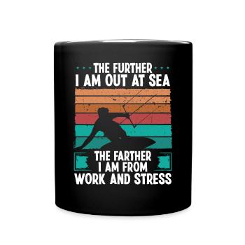 Kitesurfer Further out at Sea Humor Kitebaorder - Tasse einfarbig - Schwarz - Vorne