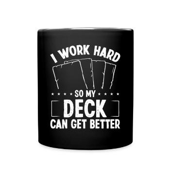 Trading Card Game Collector Work Hard Card - Tasse einfarbig - Schwarz - Vorne