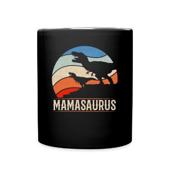 Mama Saurus Mama Dinosaur Family Mama Dino - Full Colour Mug - black - Front