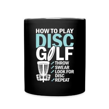 Discgolf Lernen Motivation Design - Tasse einfarbig - Schwarz - Vorne