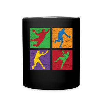 Retro Handballspieler Handballer Sport Torwart - Tasse einfarbig - Schwarz - Vorne