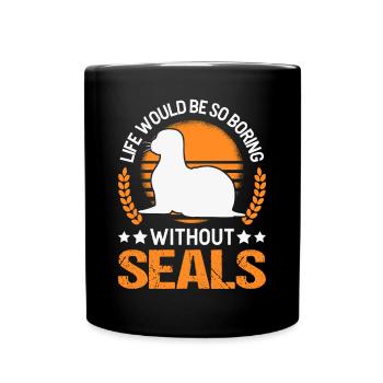 Seal Gift Sea Lion Seal - Full Colour Mug - black - Front