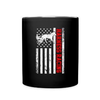 Harness racing american flag - Full Colour Mug - black - Front