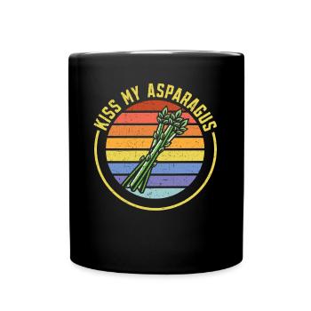 Kiss My Asparagus Lover Vegan Gemüse Vegetarisch - Tasse einfarbig - Schwarz - Vorne