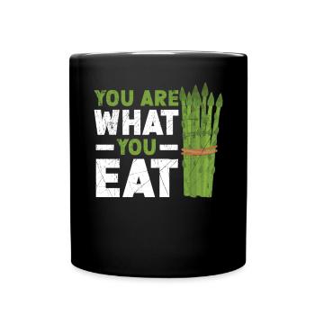 Du bist, was du isst Spargel Gemüse Vegan - Tasse einfarbig - Schwarz - Vorne