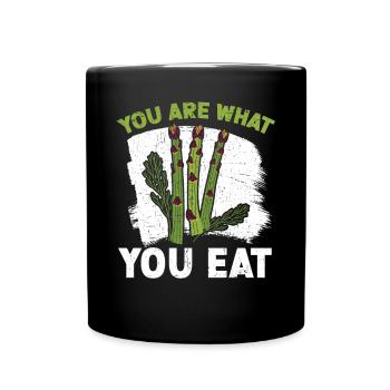 Du bist, was du isst Spargel Gemüse Vegan - Tasse einfarbig - Schwarz - Vorne