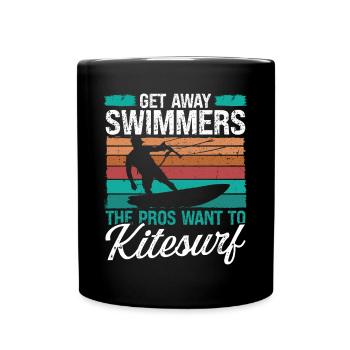 Kiteboarder Humor Get away Swimmers Kitesurfer - Tasse einfarbig - Schwarz - Vorne