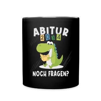 Einschulung Dinosaurier Abi 2034 - Tasse einfarbig - Schwarz - Vorne