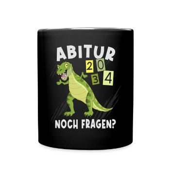 Einschulung Dinosaurier Abi 2034 - Tasse einfarbig - Schwarz - Vorne
