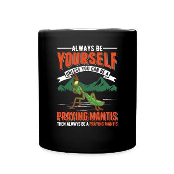 Gottesanbeterin Mantis Fangschrecke - Tasse einfarbig - Schwarz - Vorne