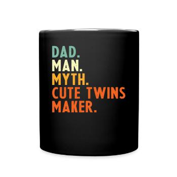 Twin Father Saying Papa Man Myth Cute - Full Colour Mug - black - Front