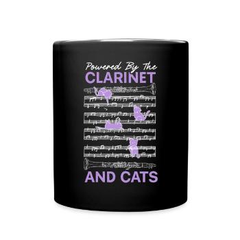 Powered By Clarinet And Cats Kitty Lover Musician - Full Colour Mug - black - Front