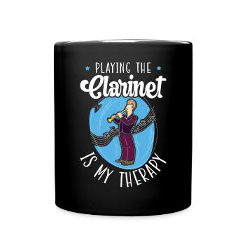 Playing The Clarinet Is My Therapy Musician - Full Colour Mug - black - Front