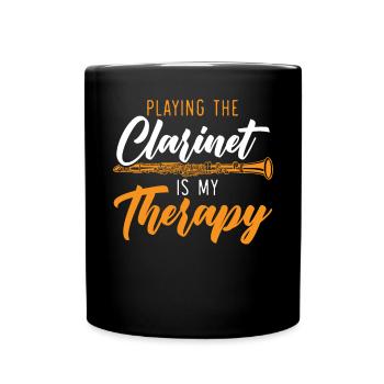 Playing The Clarinet Is My Therapy Musician - Full Colour Mug - black - Front