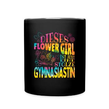 Gymnasiastin Flower Girl Gymnasium Einschulung - Tasse einfarbig - Schwarz - Vorne