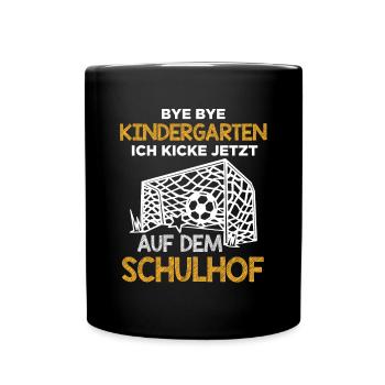 Einschulung Schulanfang Kindergarten Schulstart - Tasse einfarbig - Schwarz - Vorne