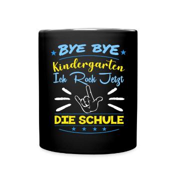 Einschulung Schulanfang Kindergarten Schulstart - Tasse einfarbig - Schwarz - Vorne