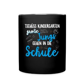 Einschulung Schulanfang Kindergarten Schulstart - Tasse einfarbig - Schwarz - Vorne