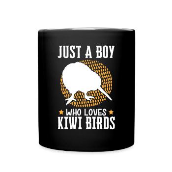 Only a boy who loves kiwi birds - Full Colour Mug - black - Front