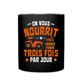 Agriculteurs : On vous nourrit trois fois par jour - Mug uni - noir - Devant
