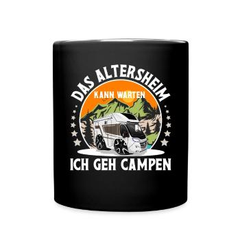 Camping Camper Campen Oma Opa - Tasse einfarbig - Schwarz - Vorne