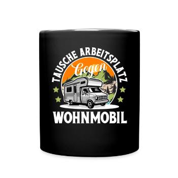 Camping Camper Campen - Tasse einfarbig - Schwarz - Vorne