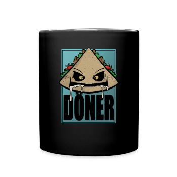 Funny Comic Kebab Kebab Fast Food Snack Fun - Full Colour Mug - black - Front
