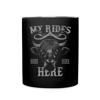 Mes tours ici Drôle Bull Rider Rodeo Cowboy - Mug uni - noir - Devant
