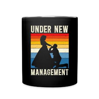 Unter neuer Leitung Bräutigam Hochzeits-Junggesellenabschied - Tasse einfarbig - Schwarz - Vorne