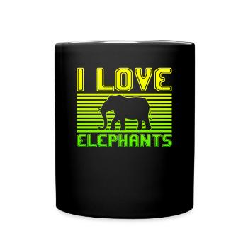 I love elephants - Tasse einfarbig - Schwarz - Vorne