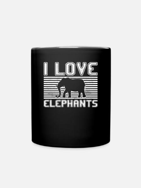 I love elephants - Tasse einfarbig - Schwarz