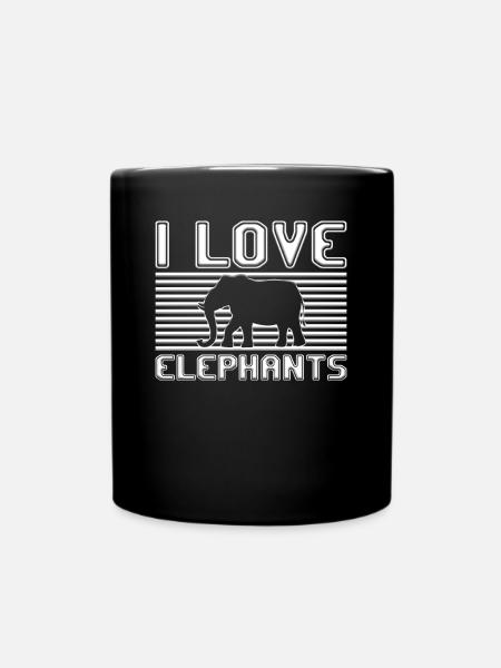 I love elephants - Tasse einfarbig - Schwarz