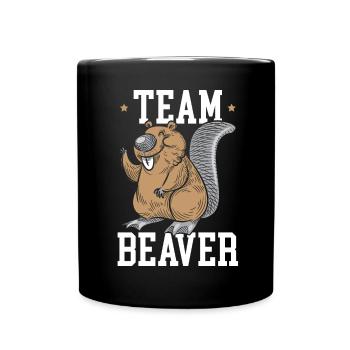 Team Biberflüsterer Wildtier Nagetier - Tasse einfarbig - Schwarz - Vorne