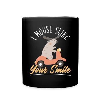 Ich Elche sehe dein Lächeln Tier Alces Elch Hirsch - Tasse einfarbig - Schwarz - Vorne