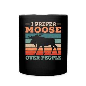 Ich bevorzuge Elch über Menschen Tier Alces Elch Hirsch - Tasse einfarbig - Schwarz - Vorne