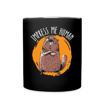 Impress Me Human Beaver Wildlife Animal Rodent - Full Colour Mug - black - Front