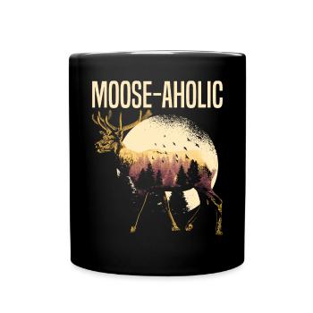 Elch-Aholic Elch Wildtier Alces Elch Hirsch - Tasse einfarbig - Schwarz - Vorne