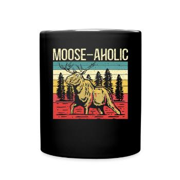 Elch-Aholic Elch Wildtier Alces Elch Hirsch - Tasse einfarbig - Schwarz - Vorne