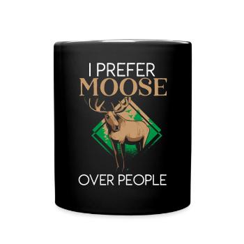 Ich bevorzuge Elch über Menschen Tier Alces Elch Hirsch - Tasse einfarbig - Schwarz - Vorne