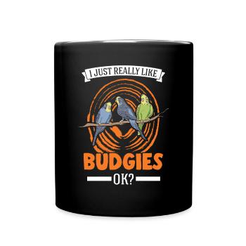 J’aime beaucoup les perruches perruches perruches perruches - Mug uni - noir - Devant