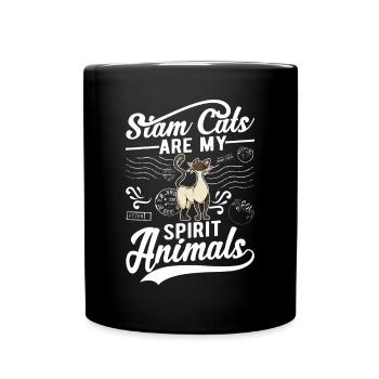 Siam Cats are my spirit animals Siamese cat - Full Colour Mug - black - Front