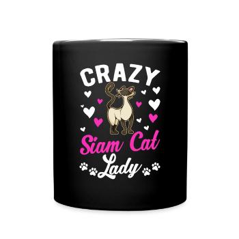 Crazy Siam Cat lady Siamese Cat Mama - Full Colour Mug - black - Front