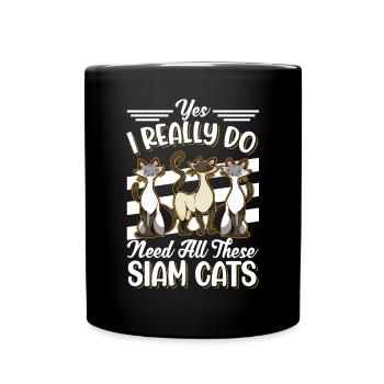 Siamkatze Siamesische Katze Siam Cat - Tasse einfarbig - Schwarz - Vorne