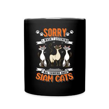 Siamkatze Siamesische Katze Siam Cat - Tasse einfarbig - Schwarz - Vorne