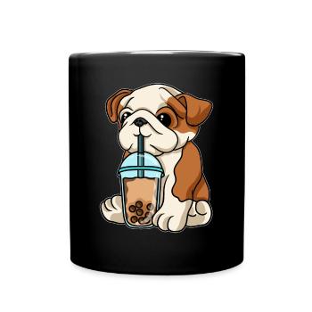 English Bulldog drinks Bubble Tea - Full Colour Mug - black - Front
