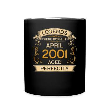 Birthday Legends est né en avril 2001 - Mug uni - noir - Devant