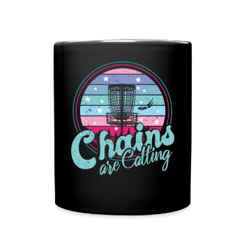 Les chaînes rétro Sunset appellent le disc golf - Mug uni - noir - Devant